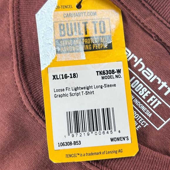 Carhartt Womens XL Loose Fit Lightweight Long Sleeve T-Shirt TK6308-W NEW - Picture 6 of 11